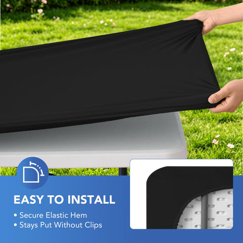 Enjoyidea table in use at an outdoor picnic illustrating wind-resistant coverage