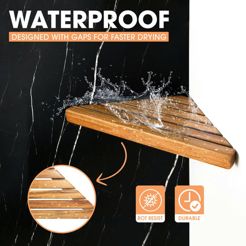 ENKEZI shelf mounted in shower demonstrating no-drill installation benefit
