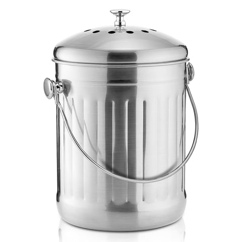 ENLOY front view of stainless steel compost bin shows clean design and easy storage benefit