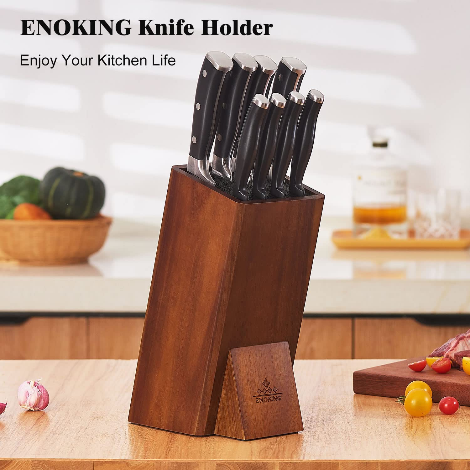 ENOKING next to a ruler showing size and capacity for practical selection benefit