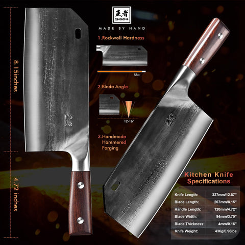 ENOKING cleaver side profile illustrating blade thickness and durability