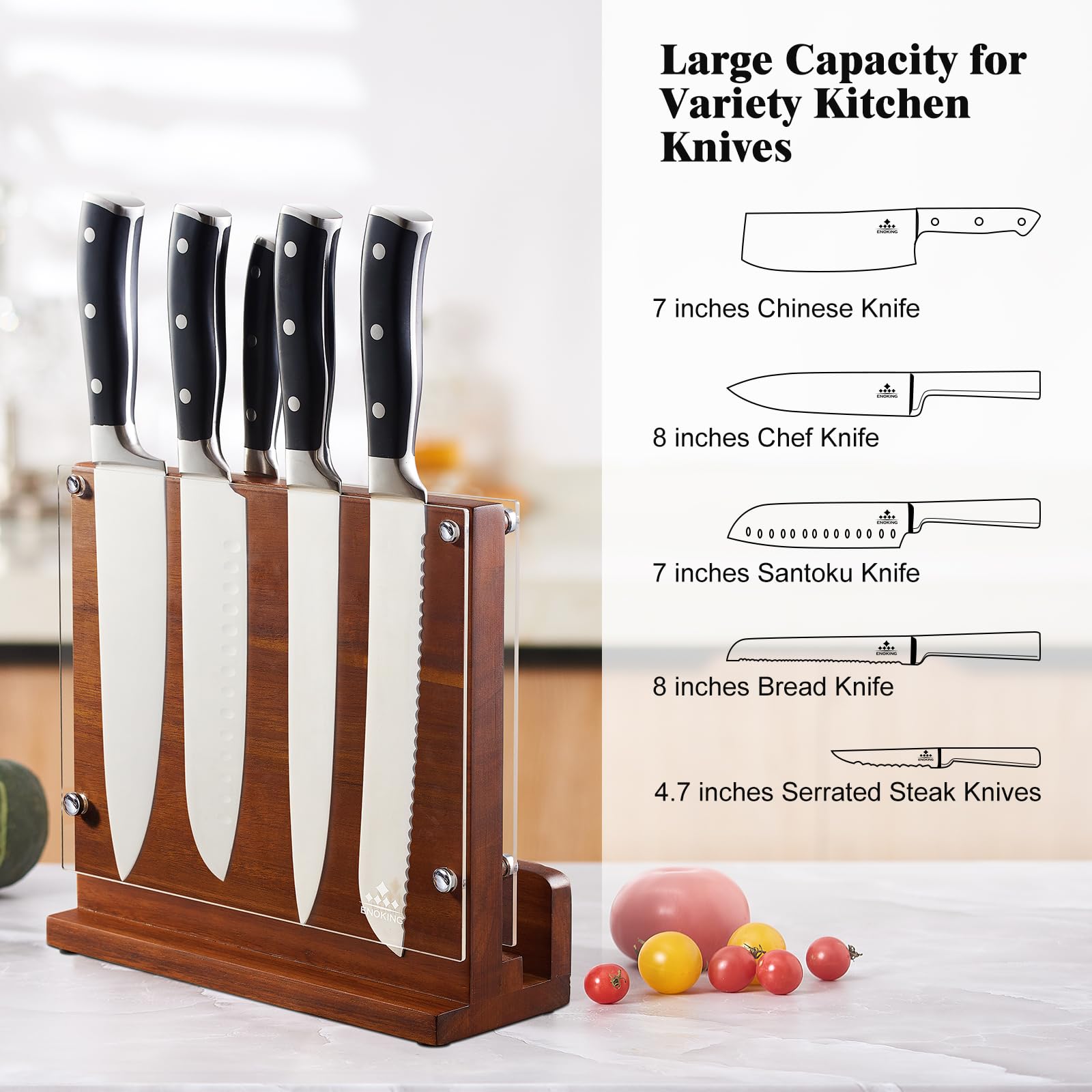 ENOKING side profile showing internal magnetic strips holding knives securely