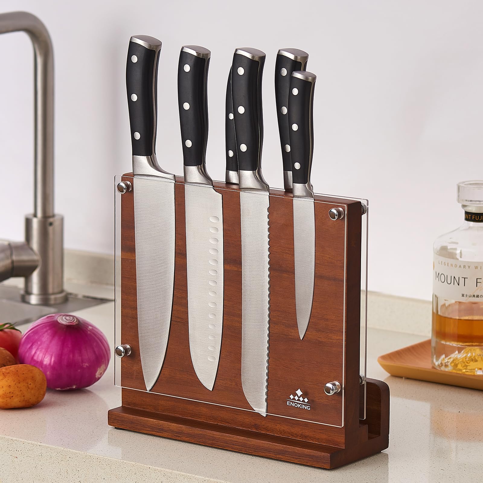 ENOKING acacia wood grain close-up enhancing kitchen aesthetics and durability