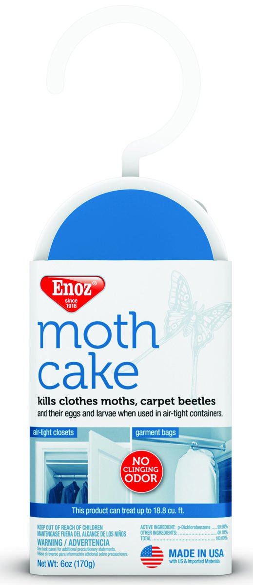 Enoz moth cake hanging case in closet protects clothes from moths