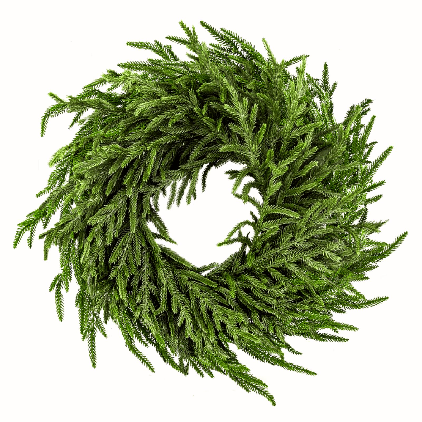 ENVEN wreath front view showing full green pine look and instant curb appeal