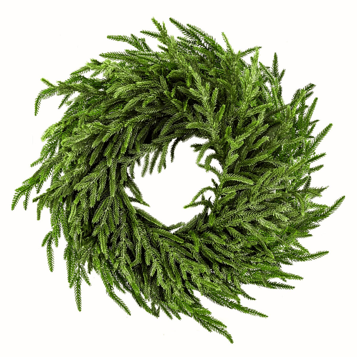 ENVEN wreath front view showing full green pine look and instant curb appeal