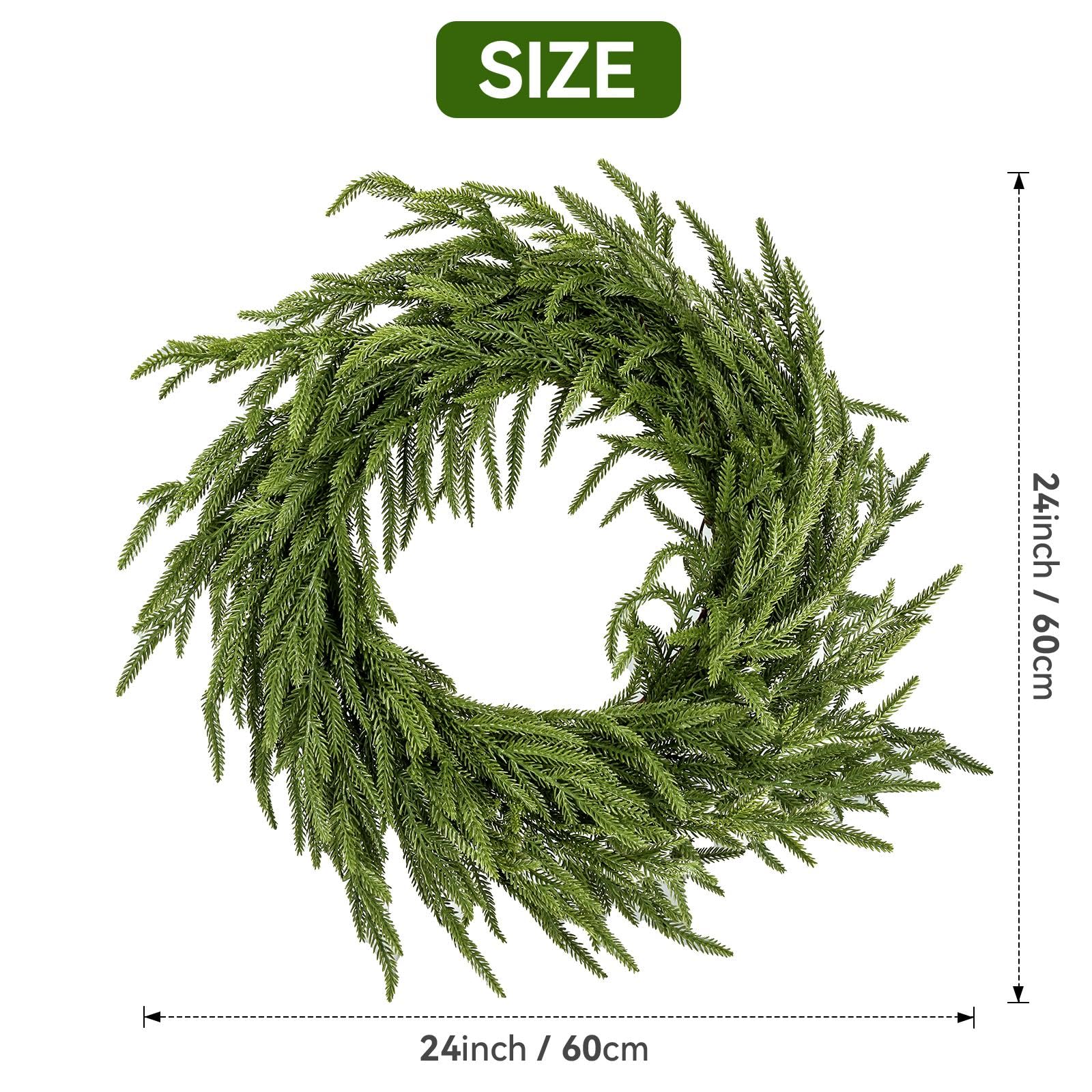 ENVEN wreath displayed on a mantel adding seasonal greenery and easy styling