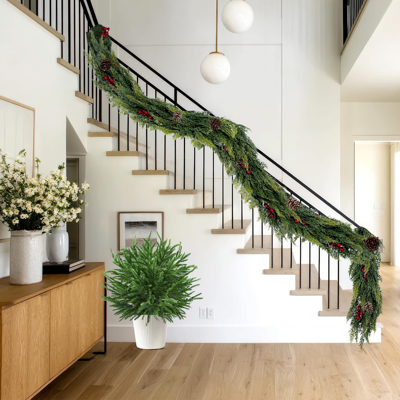 ENVEN garland with LED lights woven in showcasing safe illumination and cozy mood