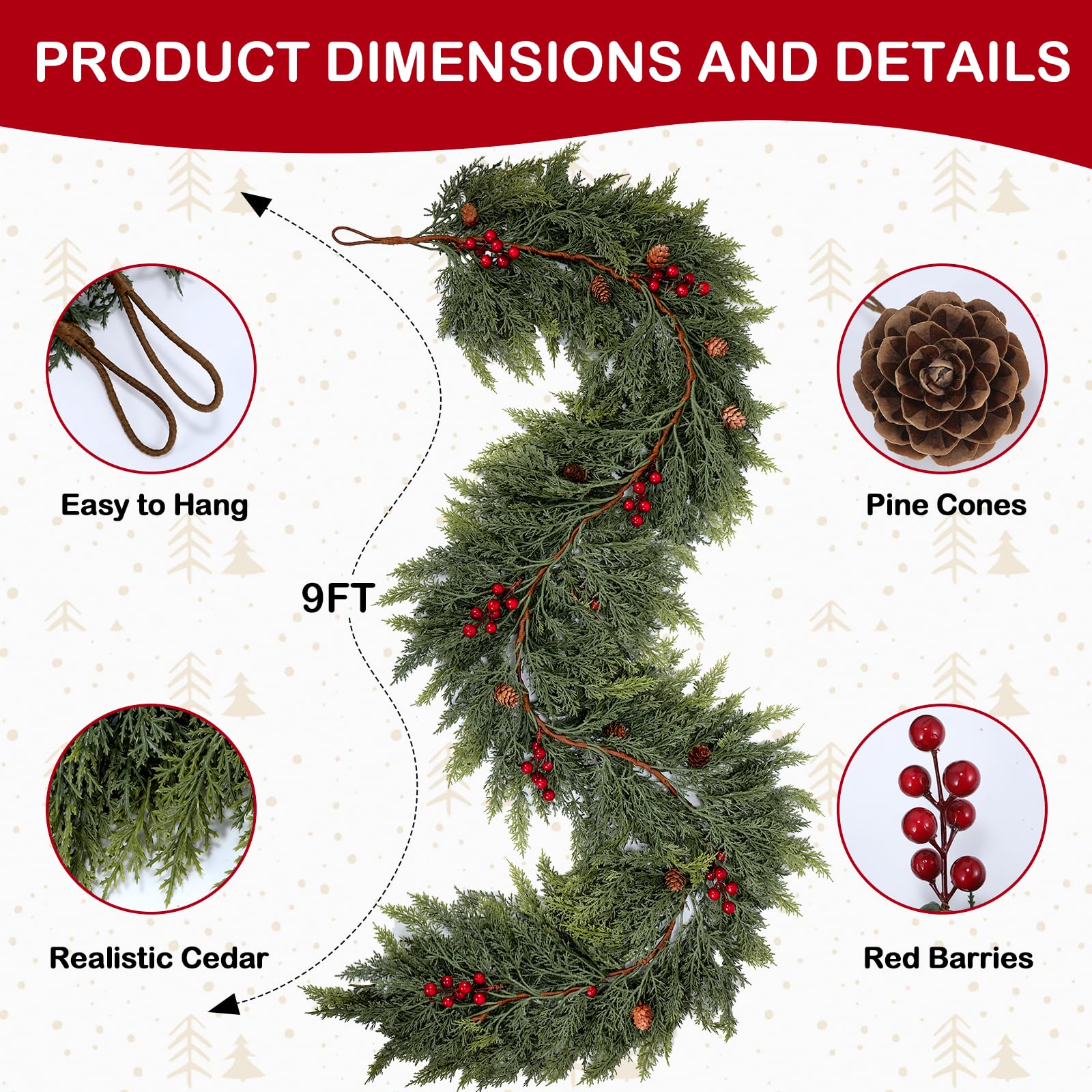 ENVEN garland held in hand to show 9FT length and lightweight easy handling