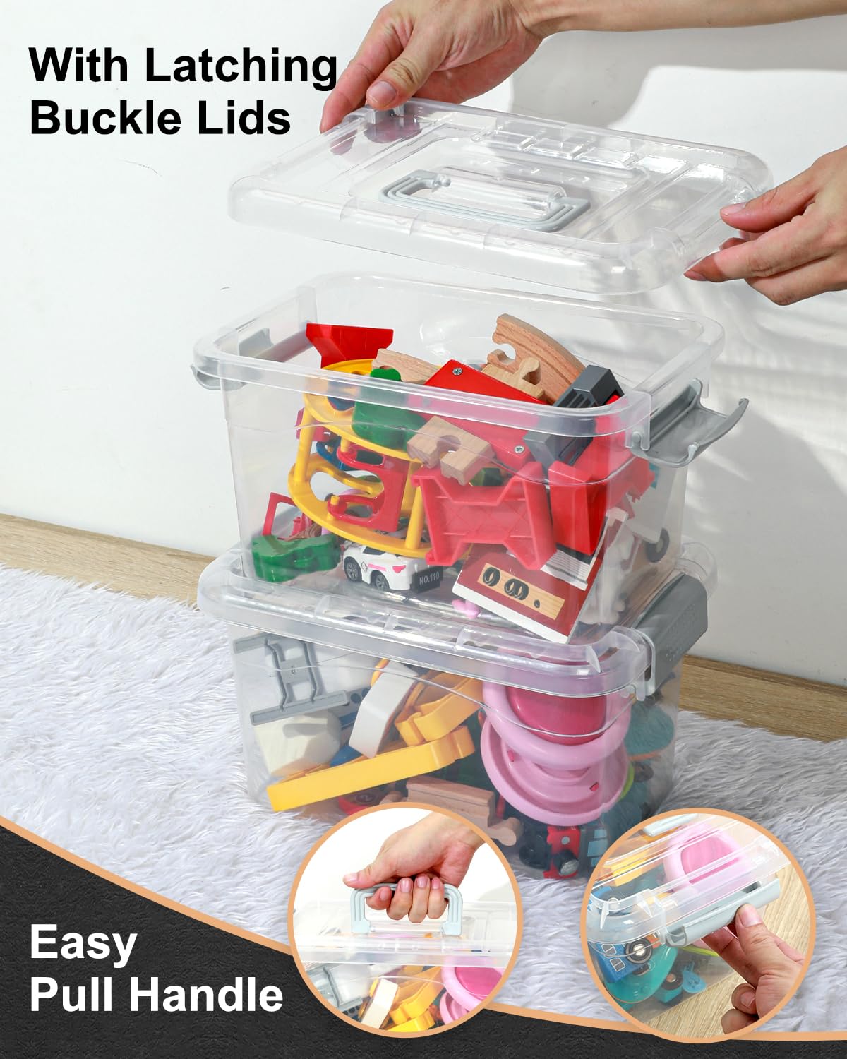 EOENVIVS clear bin filled with craft supplies for instant content visibility