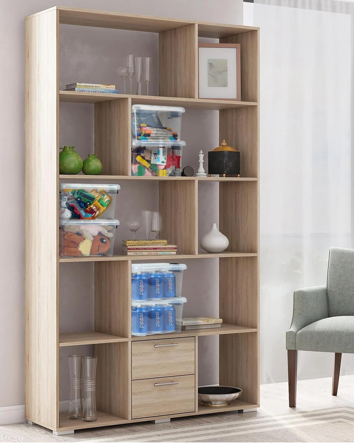 EOENVIVS bins in pantry organizing food packages for tidy storage benefit