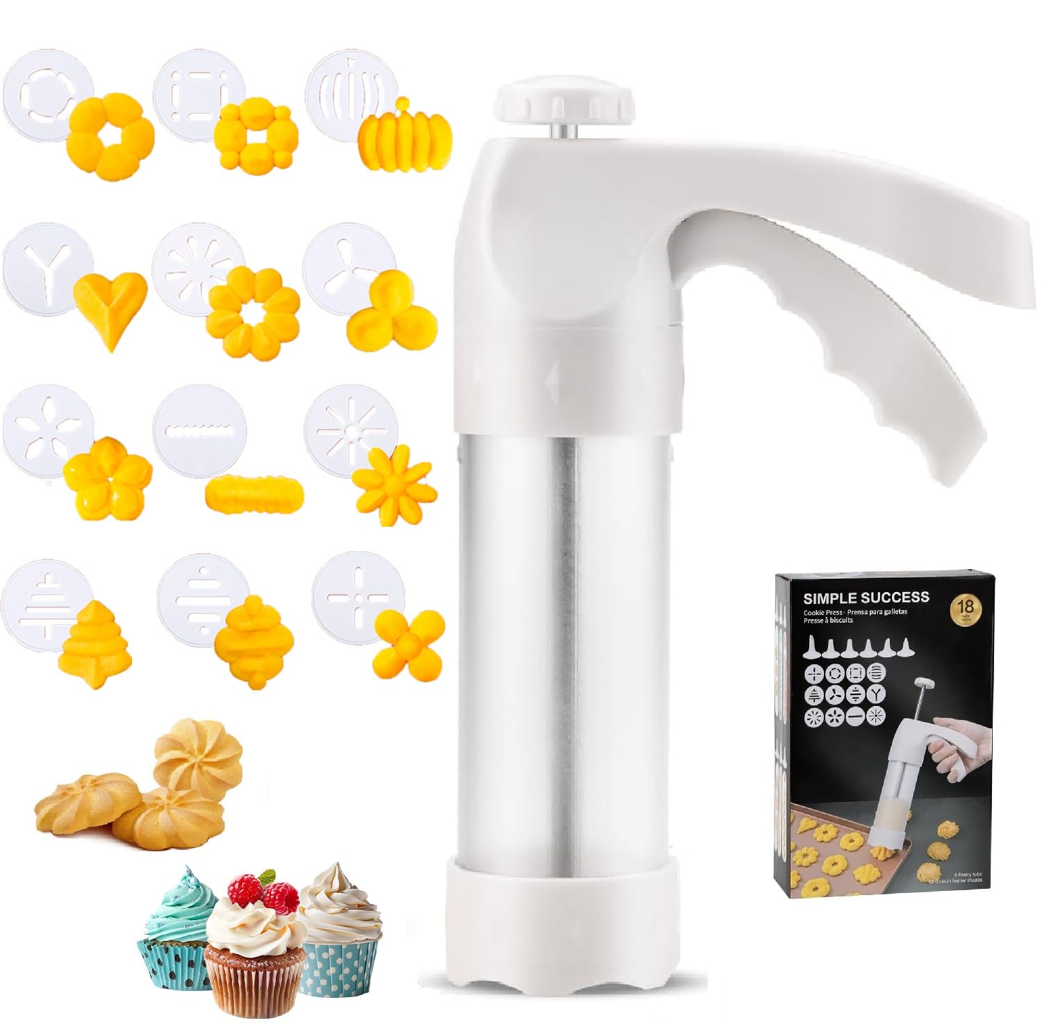 EooUooIP front packaging showing complete cookie press kit and benefits