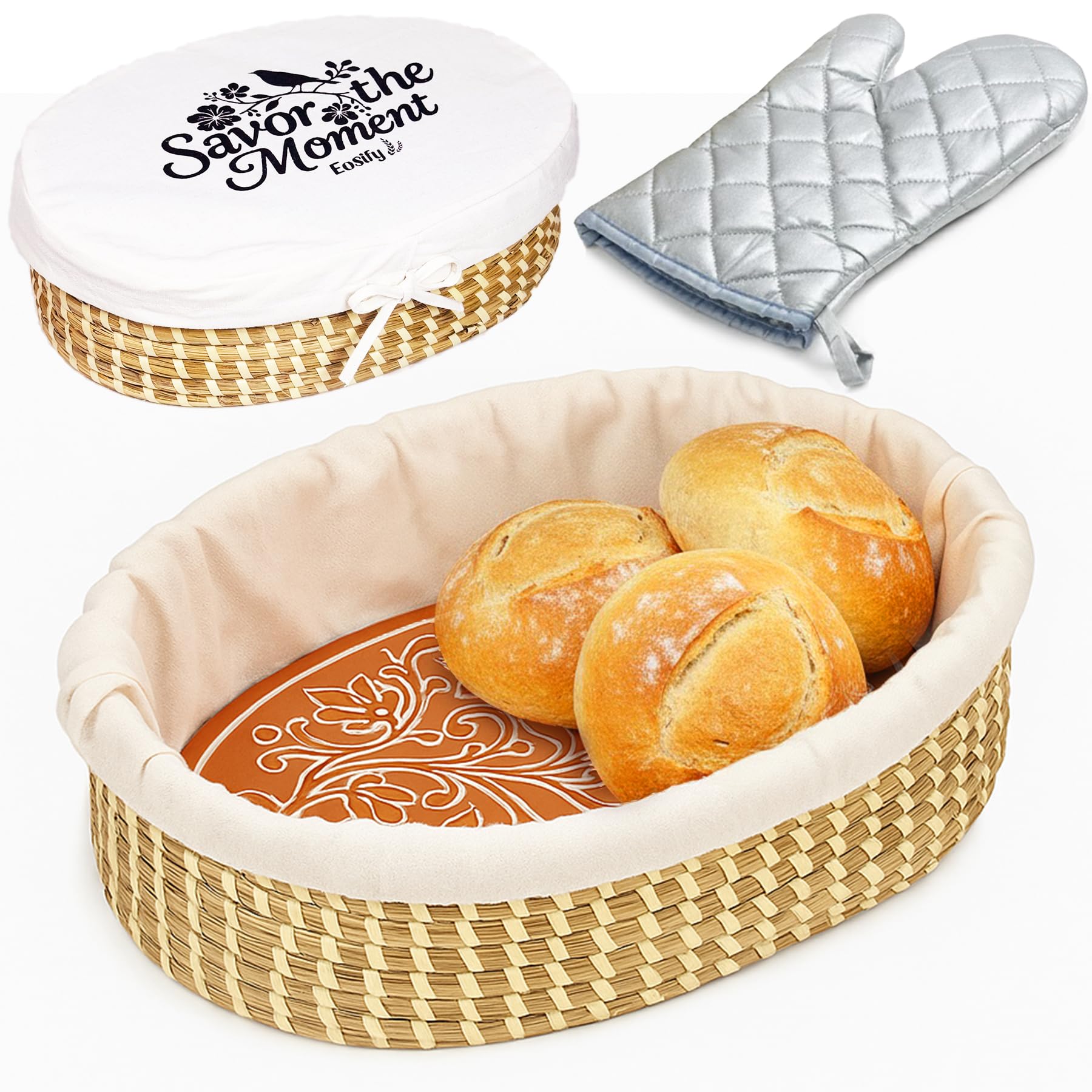Eosify front view of large oval basket showcasing rustic charm and serving readiness