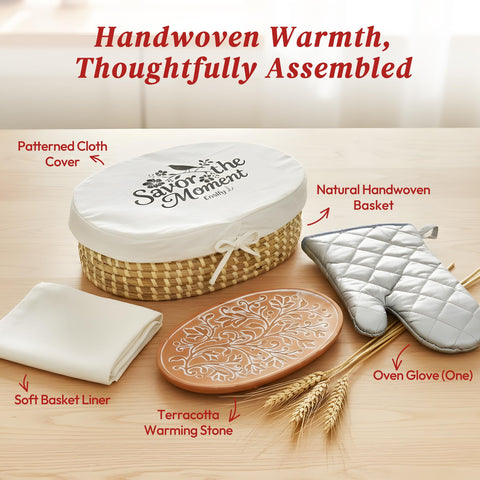 Eosify oven glove removing heated stone to demonstrate safe handling and convenience