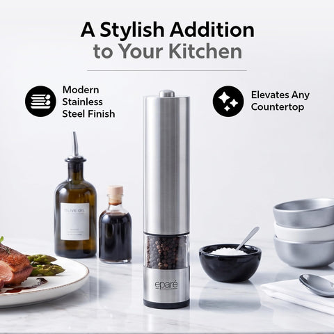 Eparé bottom dust cap detail keeping spices fresh and reducing table mess benefit