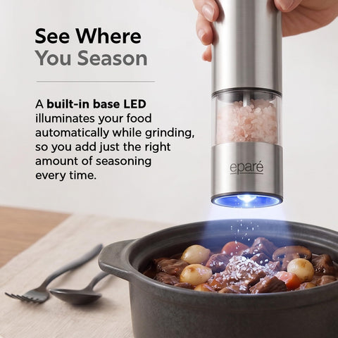 Eparé clear refill chamber open for easy loading and visible spice level benefit