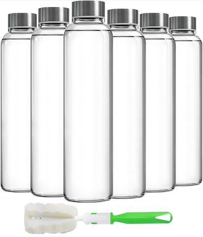 Epica clear glass bottles front view showing six-pack and neat storage benefit