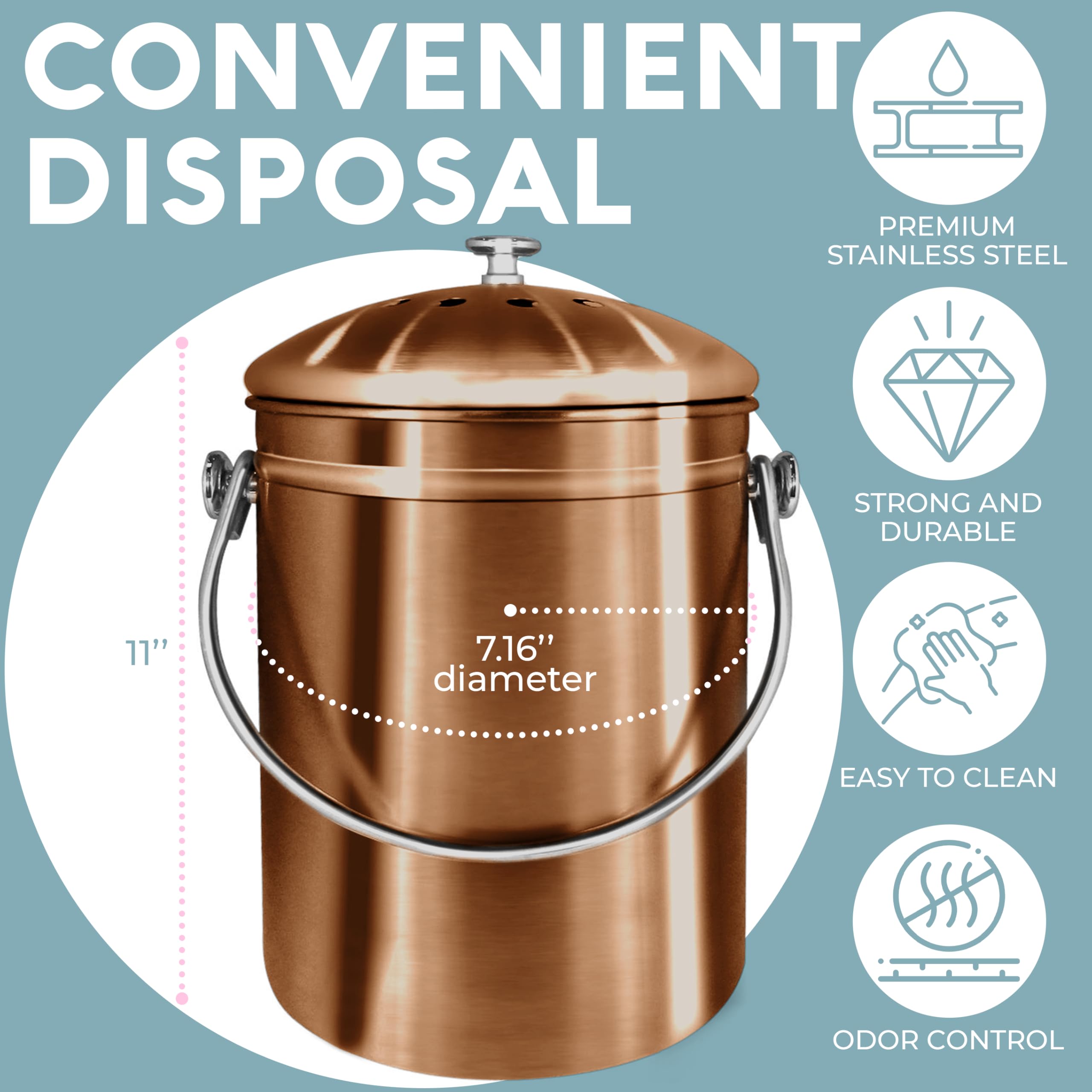Epica bin in kitchen lifestyle scene keeping countertops tidy and odor-free during prep