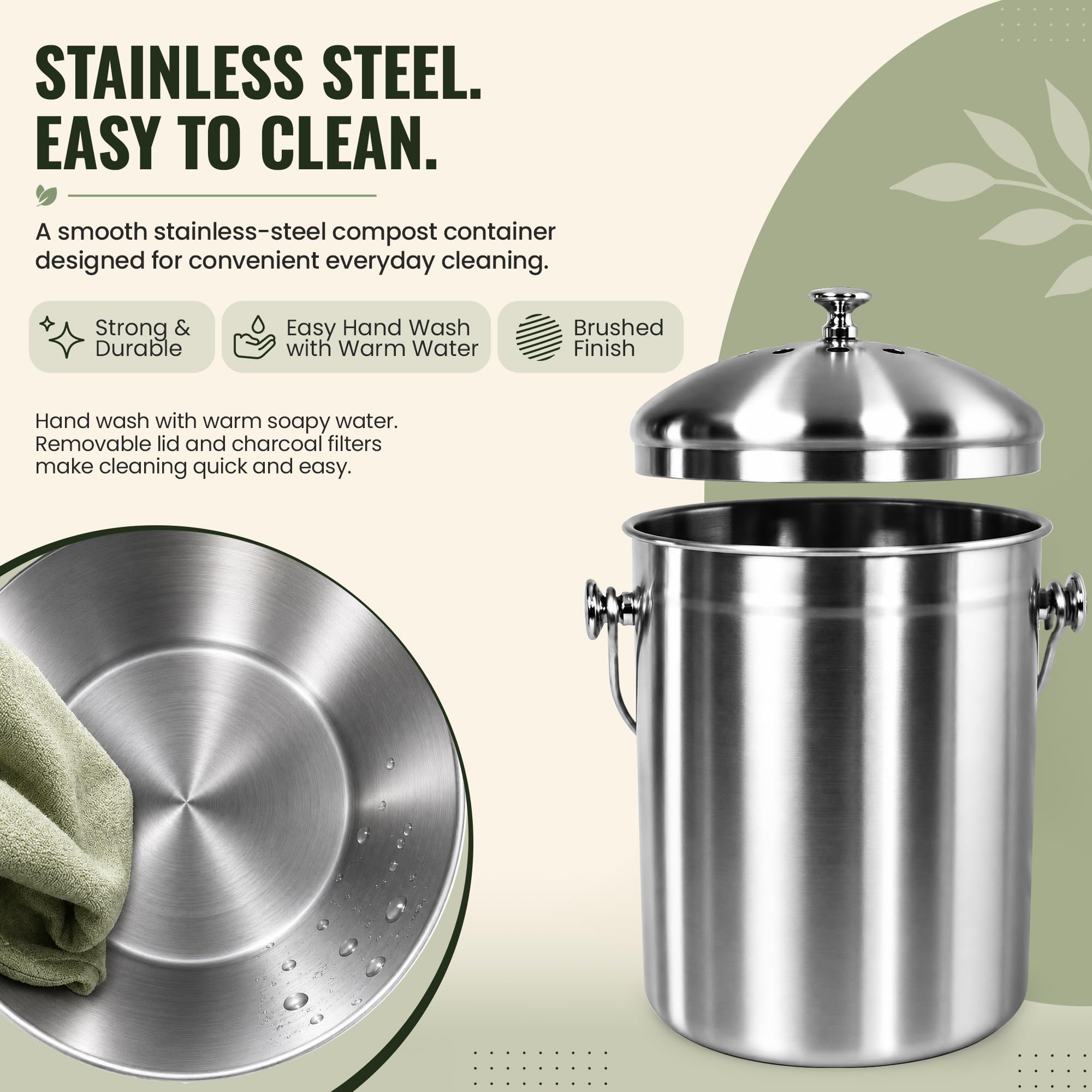 Epica lid and filter detail displays charcoal element for odor control