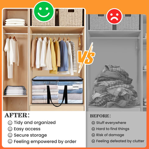 EpicTotes folded flat for compact storage to save closet space