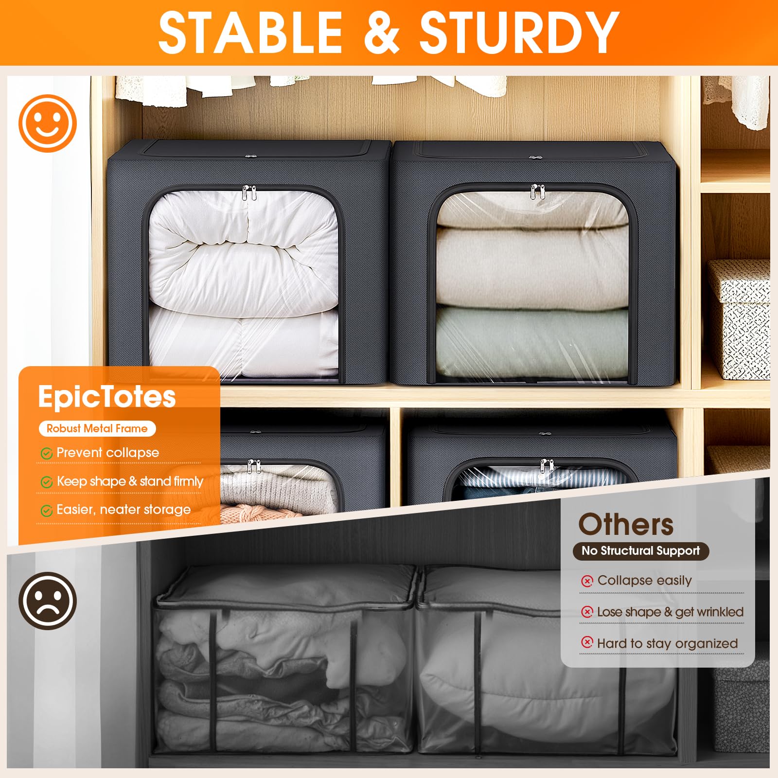 EpicTotes front zipper and clear window, quick content identification