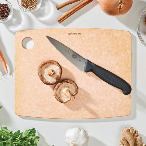 Epicurean closeup of Richlite texture highlighting durability and knife-friendly feel