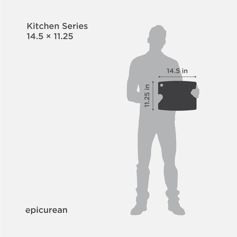 Epicurean in-use chopping vegetables showing stable prep surface and efficiency benefit