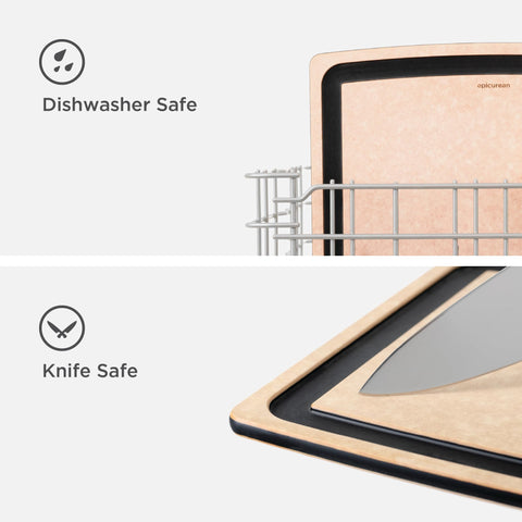 Epicurean flat side texture up close, durable and knife-friendly surface