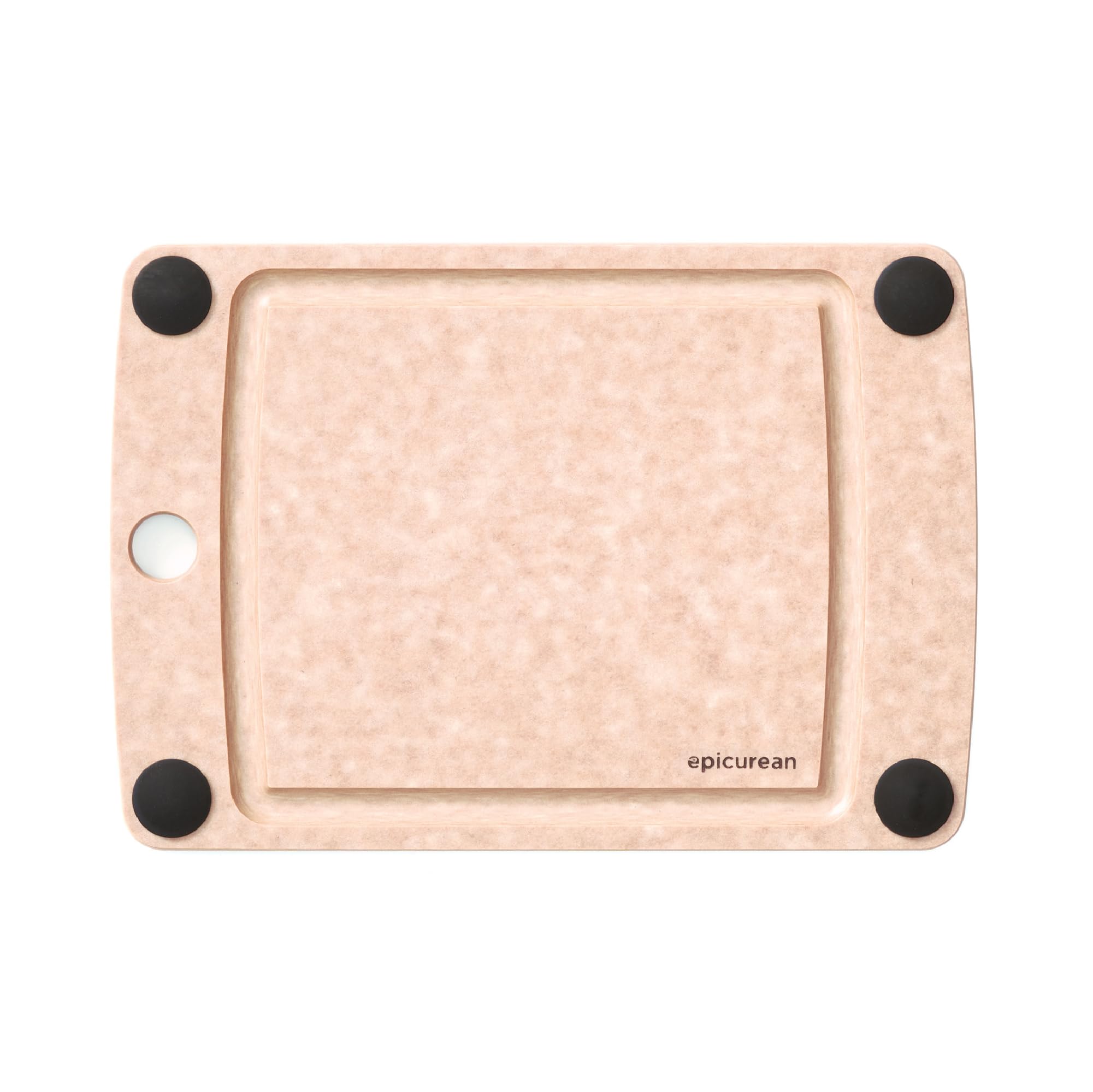 Epicurean front view of 10x7 natural cutting board showing clean profile and convenience
