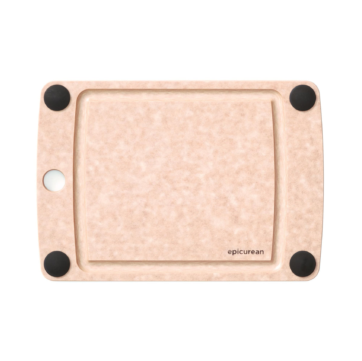 Epicurean front view of 10x7 natural cutting board showing clean profile and convenience