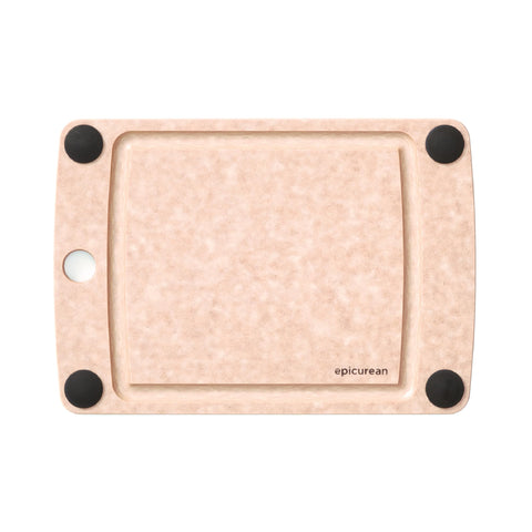 Epicurean front view of 10x7 natural cutting board showing clean profile and convenience