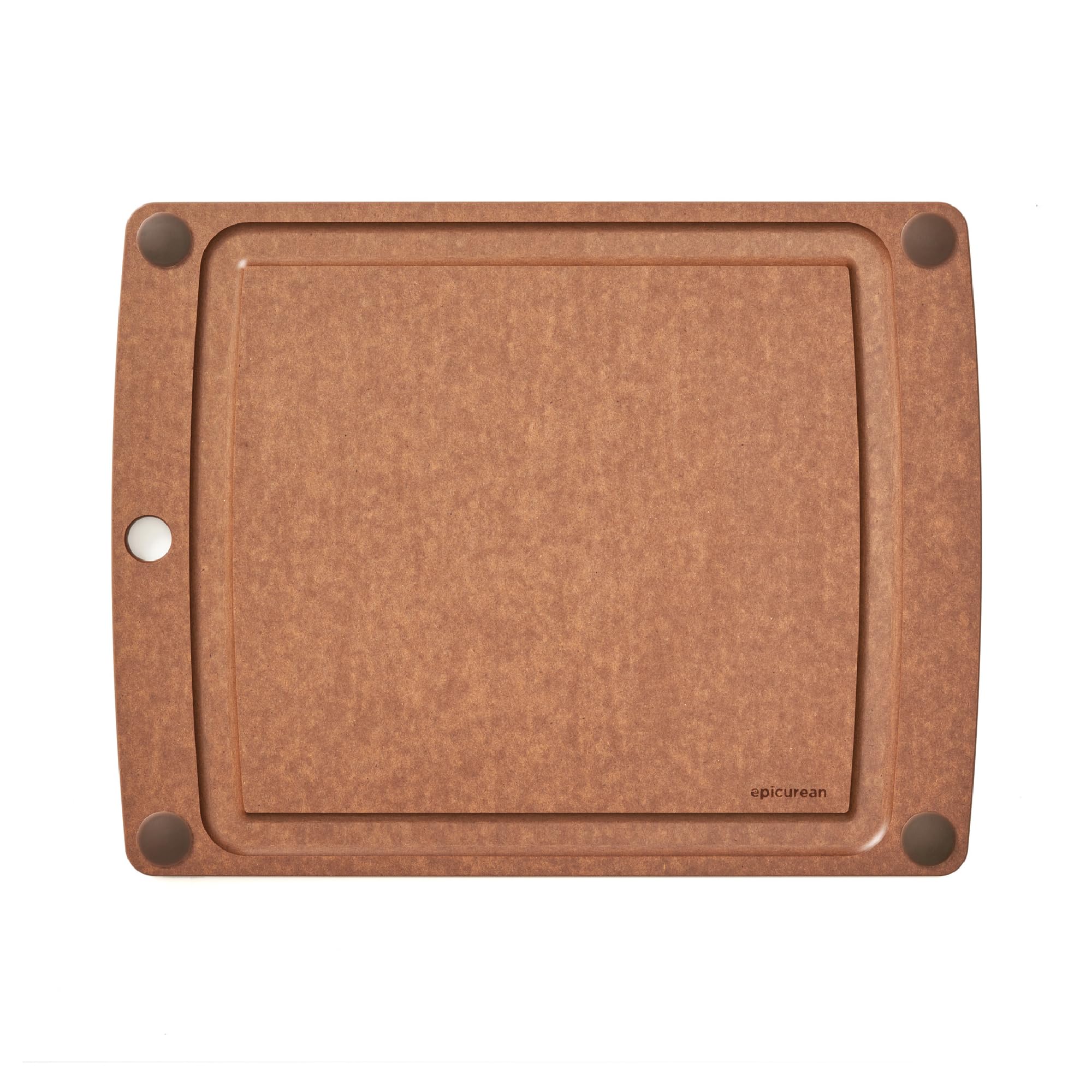 Epicurean cutting board front view showing nutmeg color and compact size, durable prep surface