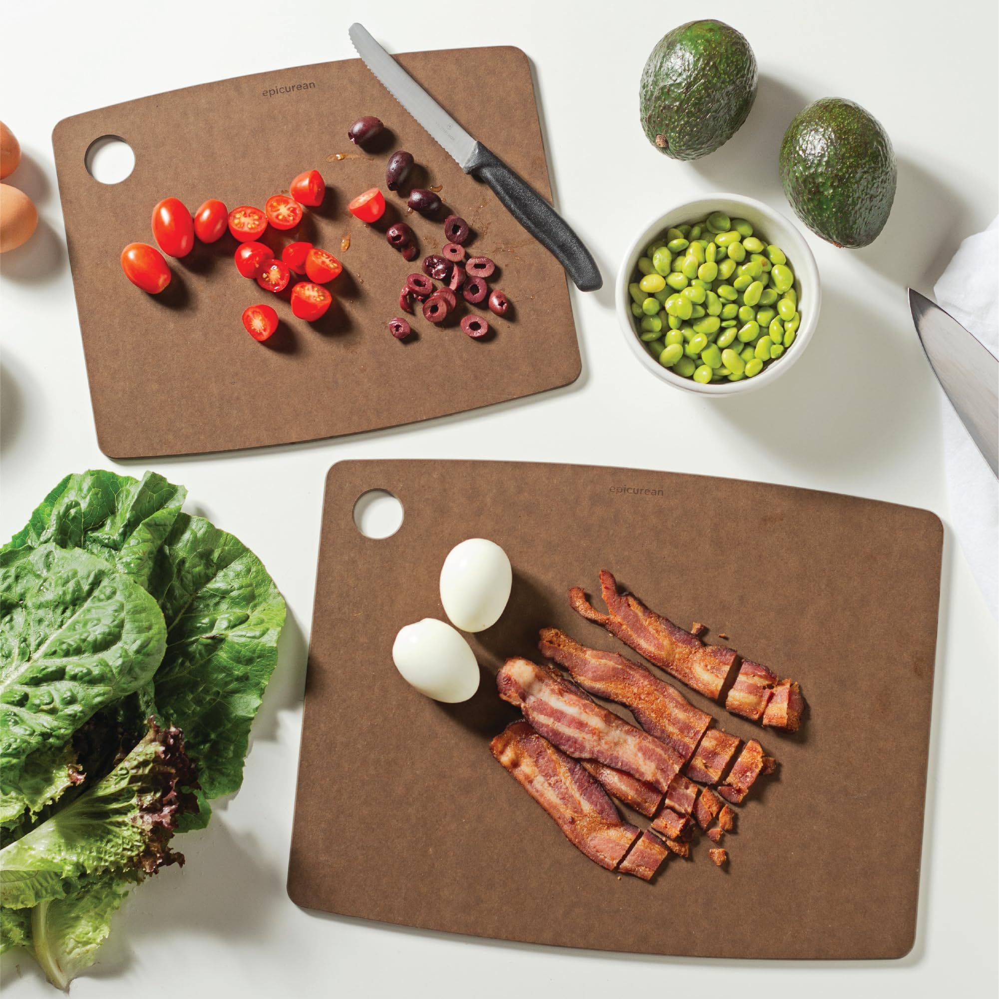 Epicurean board in kitchen scene used for serving and prep inspiring use ideas