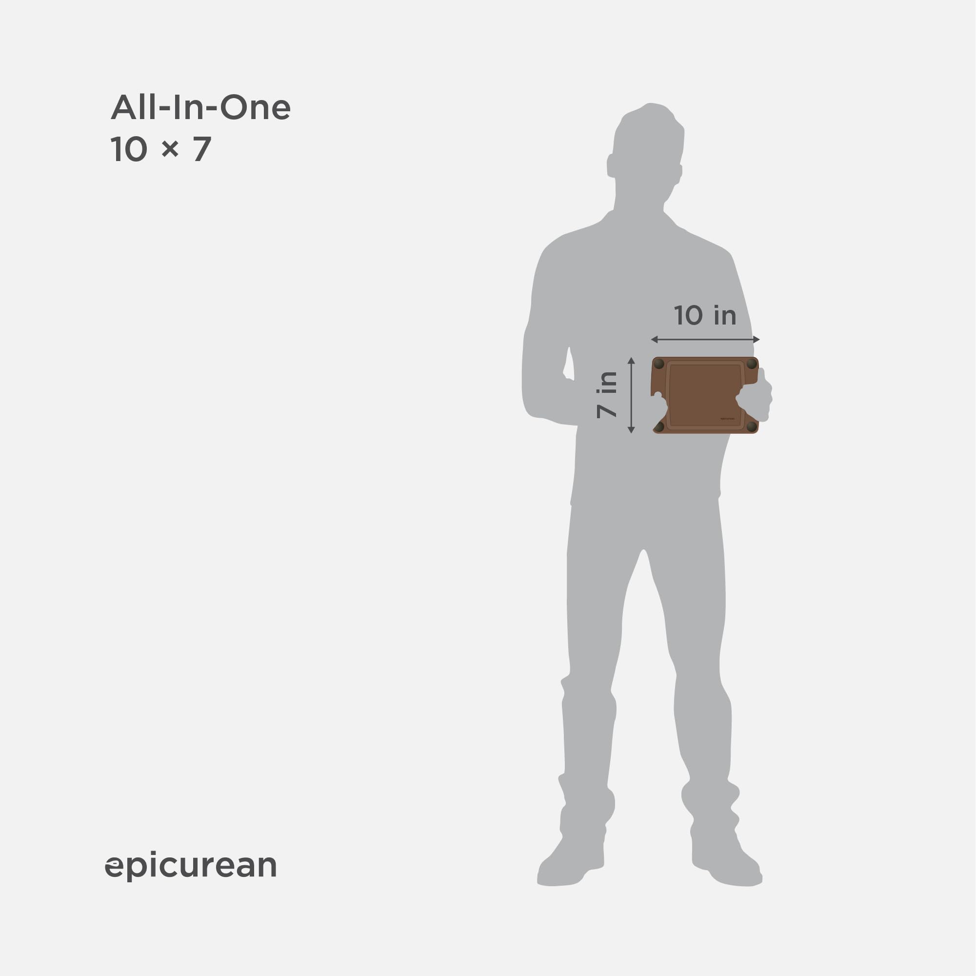Epicurean detail of non‑slip silicone feet providing stable chopping surface