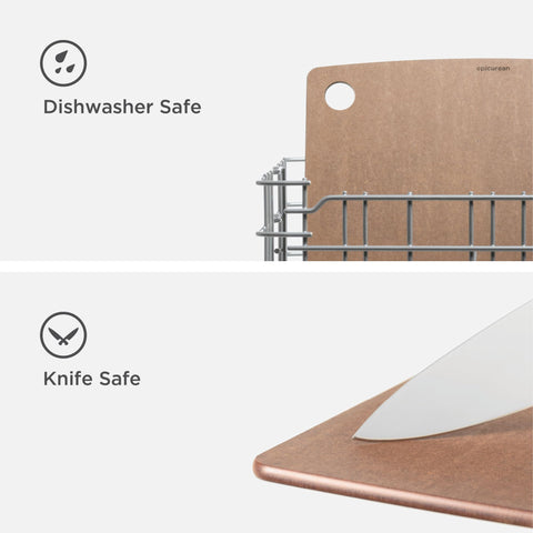 Epicurean thumb hole detail for easy hanging storage and quick access