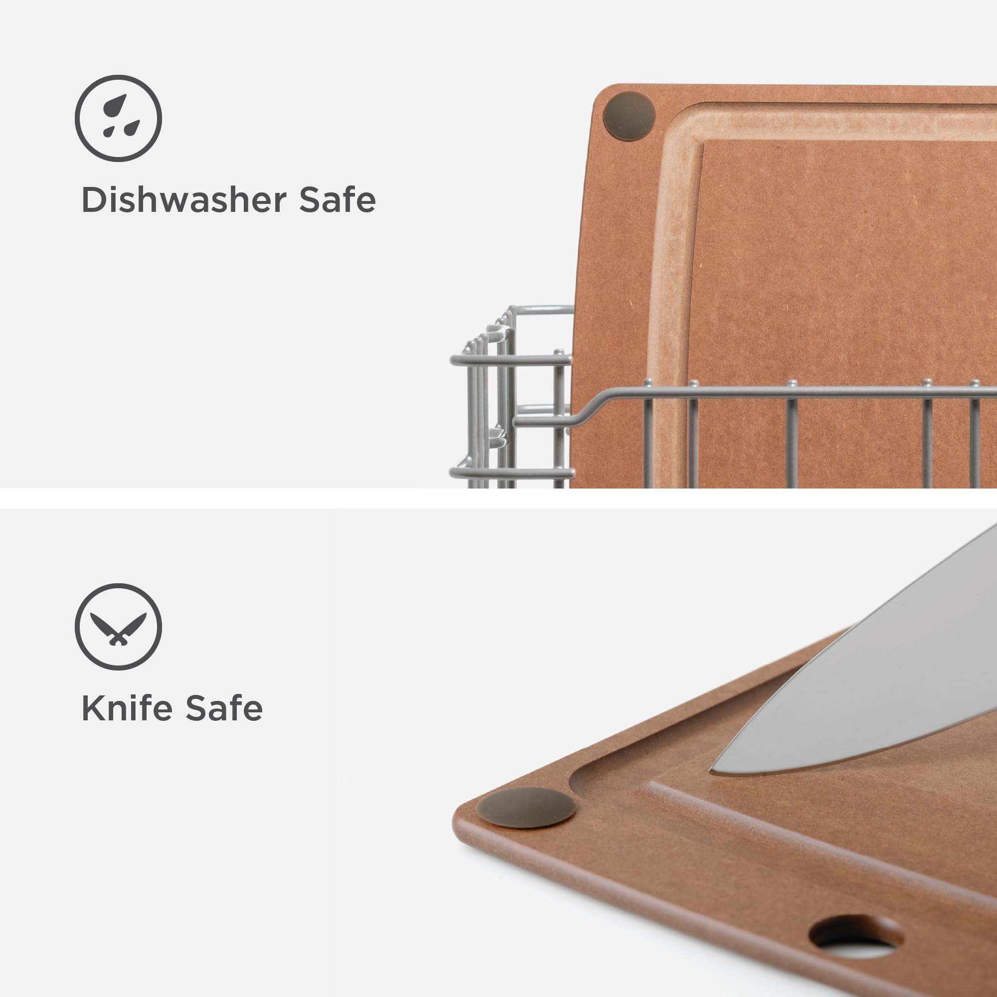 Epicurean thumb hole being hung for easy storage and space-saving convenience