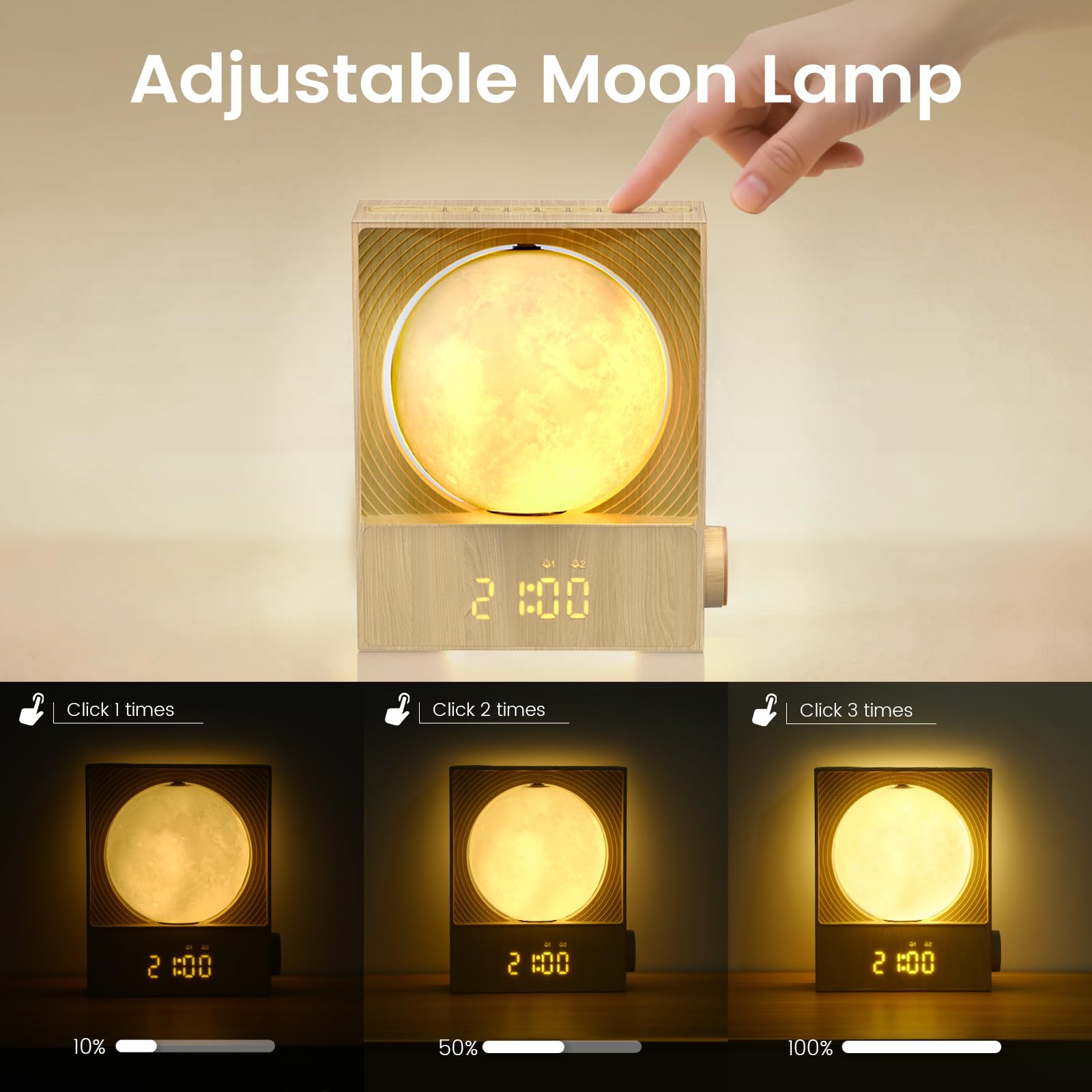 Epochleno on a bedside table demonstrating calming light and sound benefits