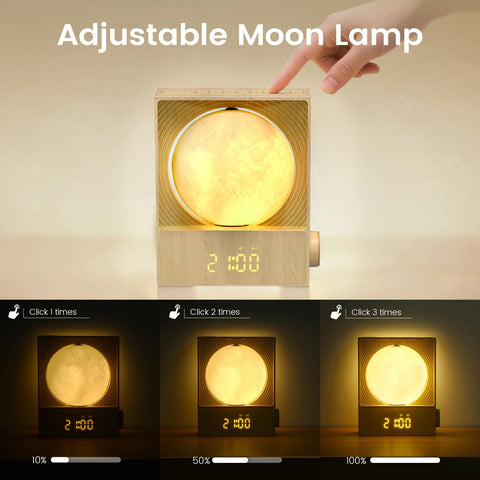 Epochleno on a bedside table demonstrating calming light and sound benefits