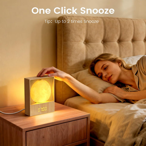 Epochleno beside a smartphone for scale showing compact nightstand fit