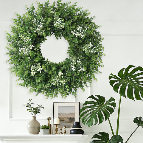Eqanro wreath backing and loop highlight easy hanging and durability