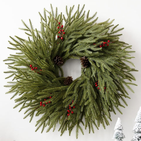 Eqanro front view wreath showing full 24-inch look and curb appeal