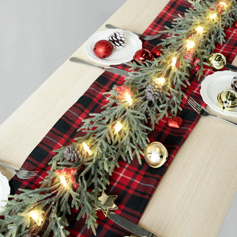 Eqanro red berries and pine cones detail adding festive accents