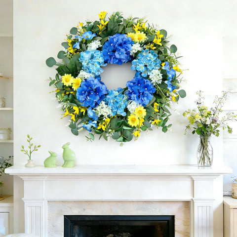 Eqanro wreath packaged compactly then fluffed to full shape