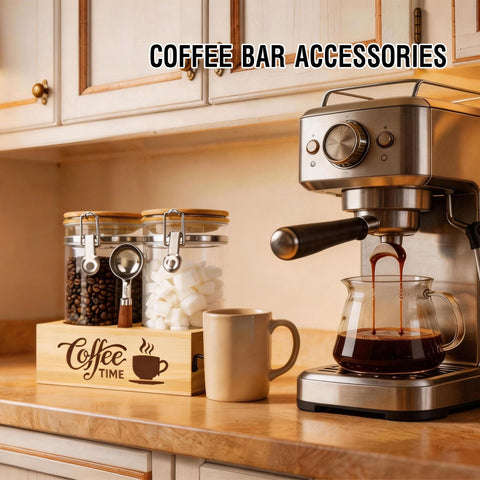 EQEY lifestyle shot of coffee station showing tidy, efficient morning setup