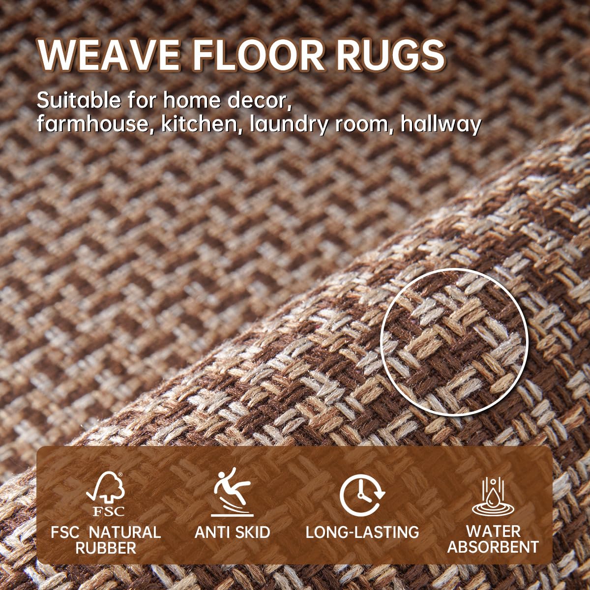 eqivei underside view showing waterproof non-skid rubber backing for floor protection