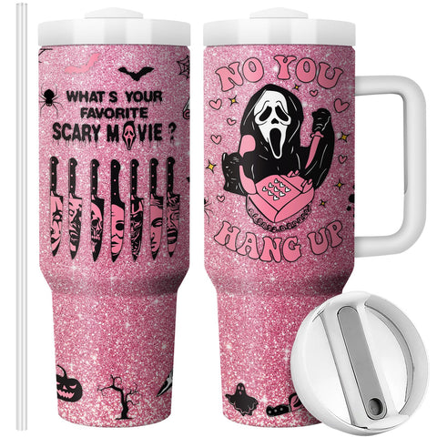 Equoza front view of Halloween scary mask tumbler showing design and capacity benefits