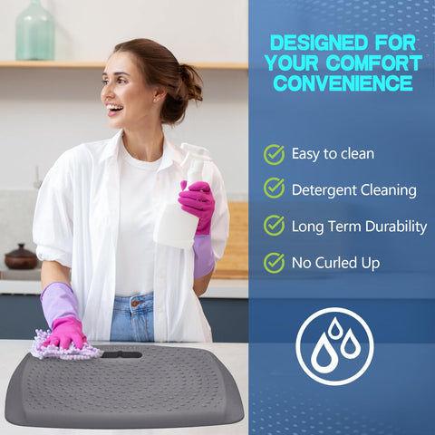 ergohead mat under standing desk demonstrating improved comfort during work
