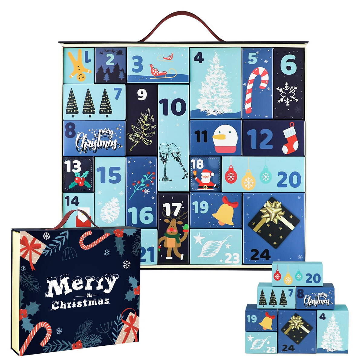 ERTIUANIO assembled advent calendar front view shows festive design and daily anticipation