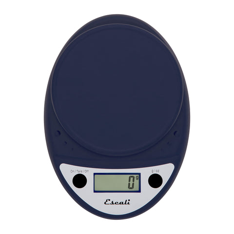 Escali Primo weighing a mixing bowl in use demonstrating quick, precise ingredient measurement