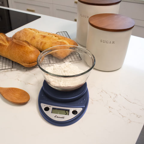 Escali Primo paired with optional stainless steel platform showing dishwasher-safe cover option